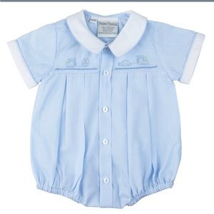 Friedknit Creations Embroidered Train Creeper 6M